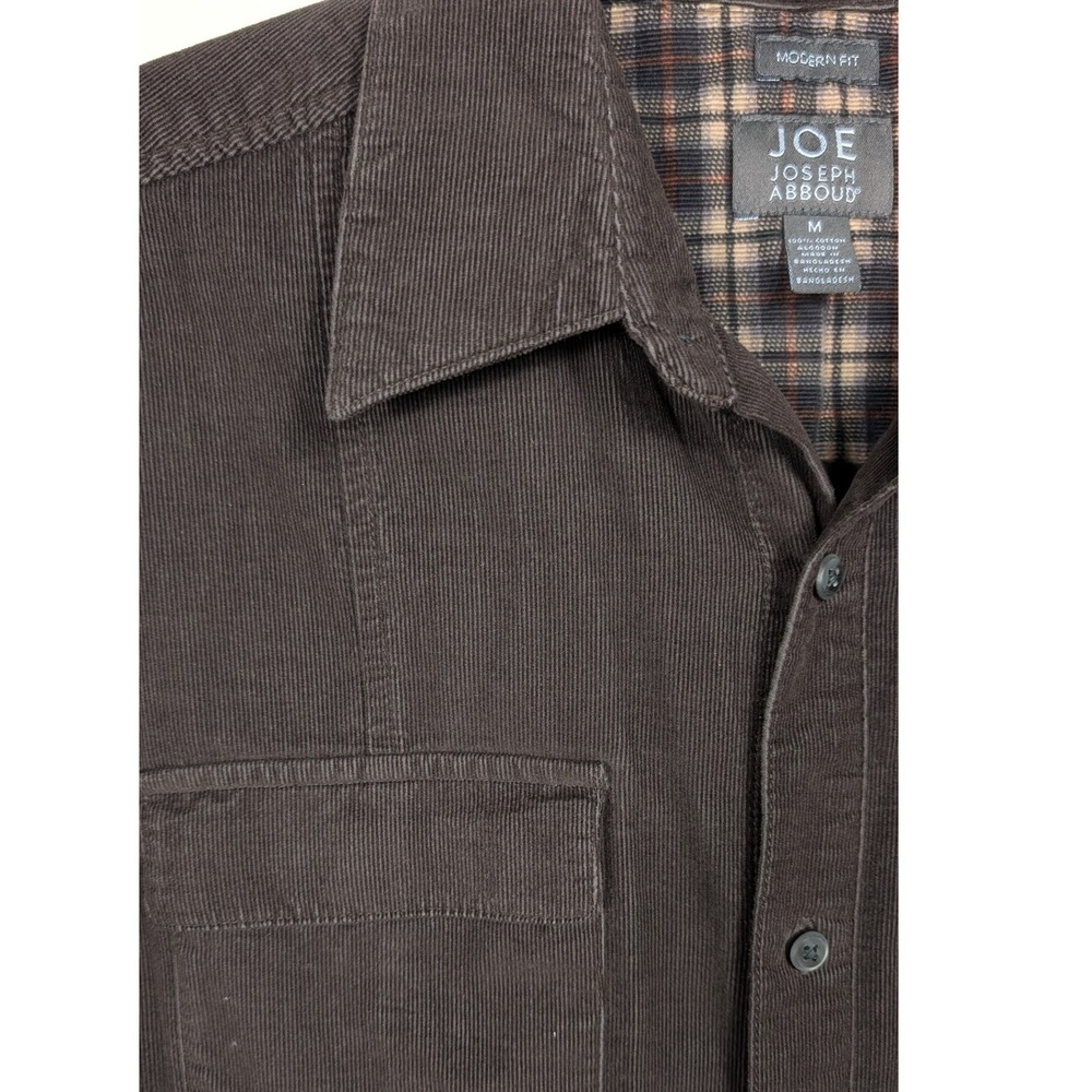 JOE Joseph Abboud Mens Modern Fit‎ Corduroy Button Down Shirt Size M Brown